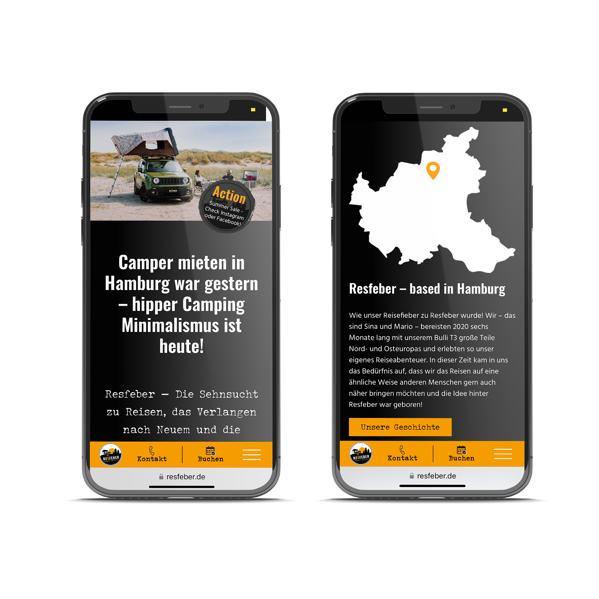 Smartphone Webdesign Camper mieten