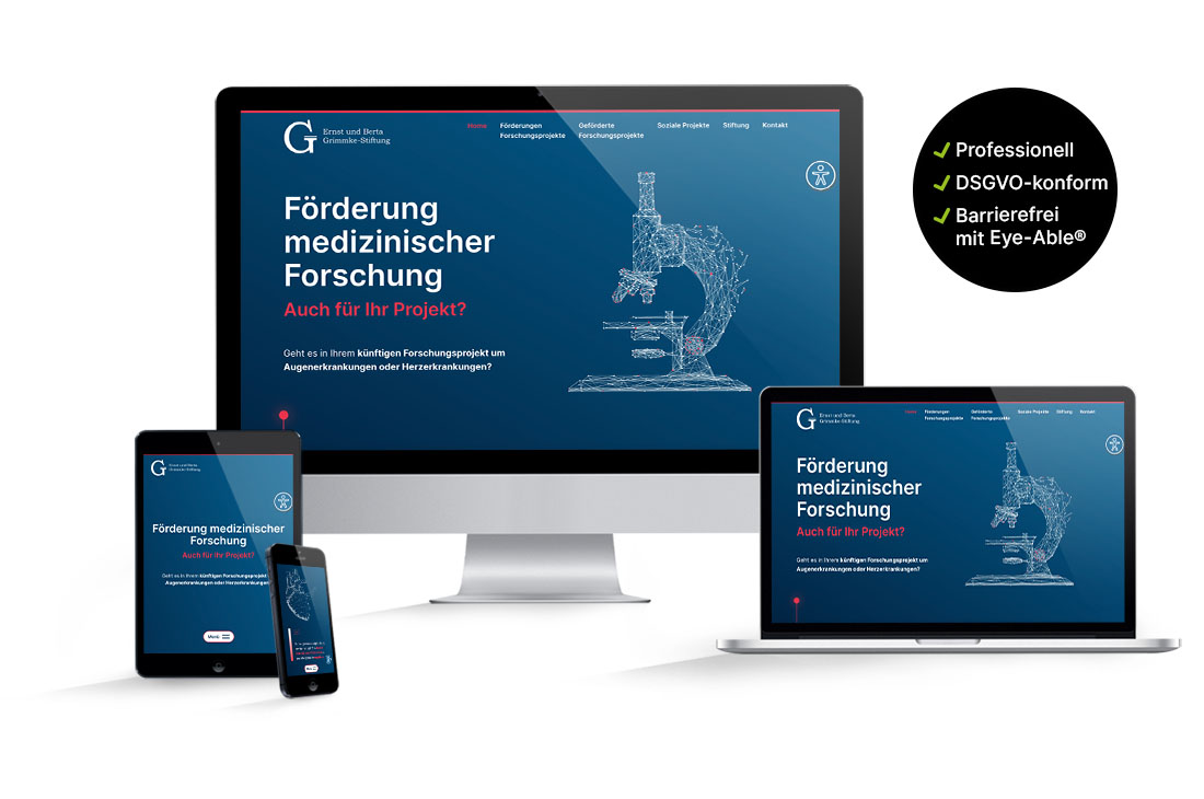 professionelle website hamburg, wordpress, dsgvo-konform, barrierefrei für grimmke-stiftung
