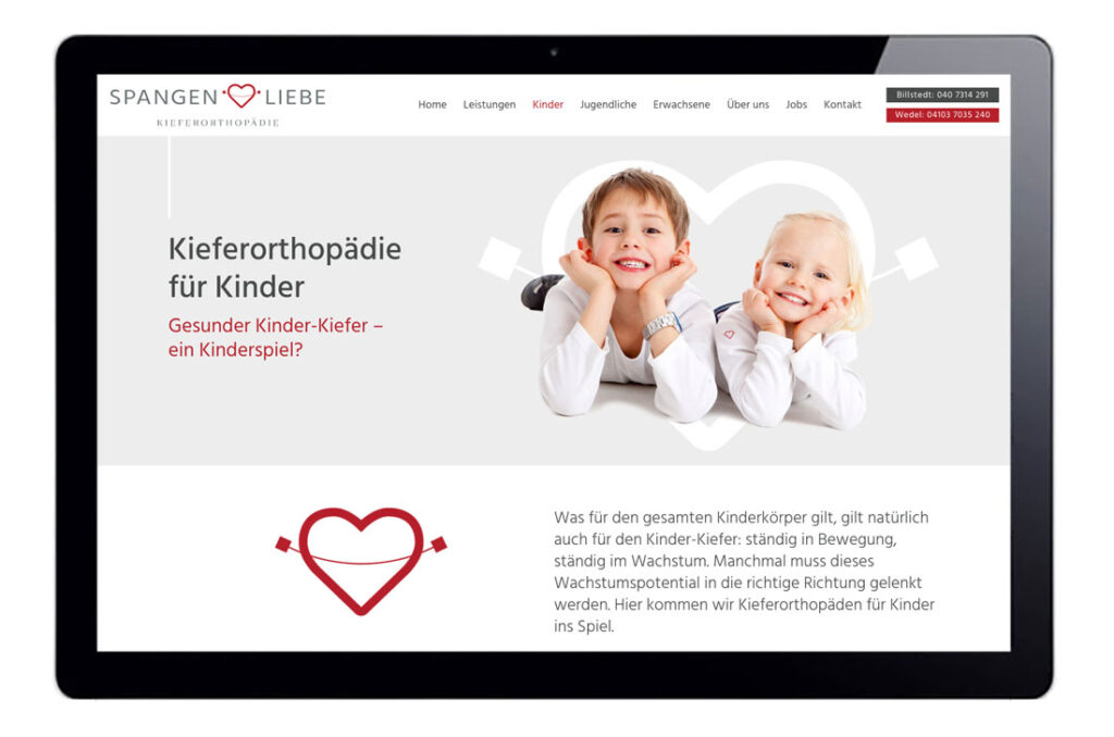 webdesign hamburg kieferorthopaedie spangenliebe