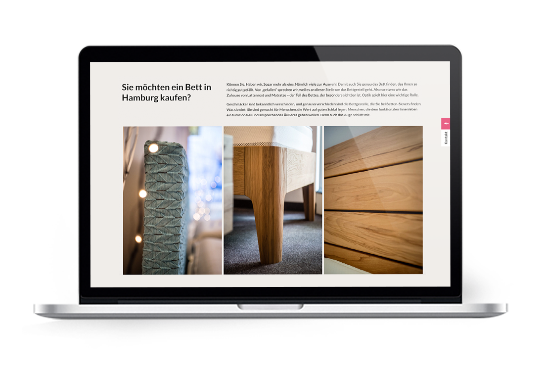 webdesign auf dem macbook, betten-sievers